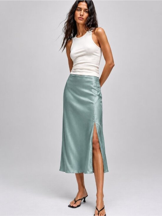 H&M Dresses & Skirts - H&M Satin Midi Slip Skirt